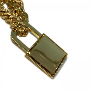 Đồng thau Mens Đồng Mặt dây chuyền Iced Out Zircon Diamond Padlock Khóa vòng cổ