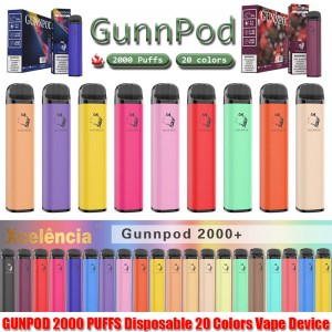 Gunnpod 2000 Puffs Pre-Faucy Vape 1250mAh Pin E Thuốc lá Deivce 18350 8ml Vaporizer Starter Kit Vs Elf Bar 20 Flavs Pen Puff Gunpod
