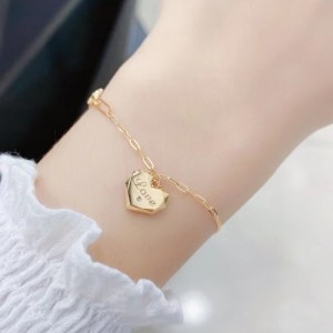 Trang sức Tuolen Thiết kế thời trang Thiết kế thời trang 18K/14K/10/9K/Bạc 925 Vòng đeo tay kiểu trái tim vàng cho phụnữ