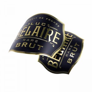 Tùy chỉnh sang trọng tự dính e vàng alumium sticker dậpnổi cánhânnhôm kim loạinhãn rượu cho chai rượu vang đỏ