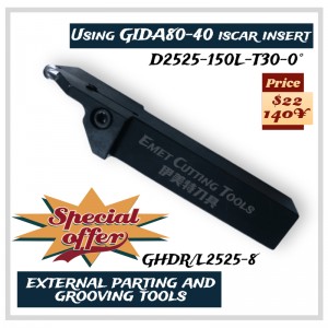 Dụng cụ cắt EMET, dụng cụ tiệnngoài, dụng cụ chia tay bênngoài, đặc biệt là gia công bánh xe, sử dụng iscar gida80-40 chèn, ghgr/l2525-8, ghgr/l2525-6