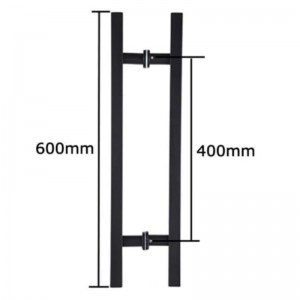 SS-031 Đen Chất lượng cao bằng thép không gỉ cửa Kính Kính Kiêng H Tay cầm h Hình dạng đôi, tay cầm cửa trượt vuông 24 inch