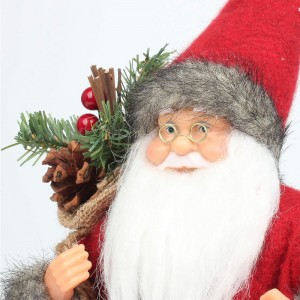 14inch đứng Red Santa Claus Trang trí trang trí Bức tượng với đèn dầu vànón thông trong Lễ hội Giáng sinh Giáng sinh