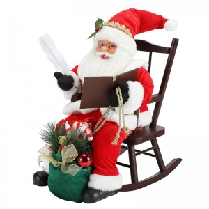 45cm Santa Claus Ngồi trên ghế Viết và đọc sách Trang trí Bức tượng Bộ sưu tập Vải Holiday Lễ hội Tùy chỉnh Mục