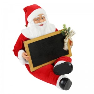 60/80cm Giáng sinhngồi Santa Claus với BlackBoad Holiday Âmnhạc trang trí trang trí Bức tượng Bộ sưu tập Xmas truyền thống
