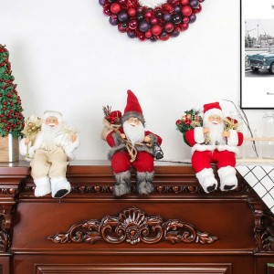 12inchngồi Golden Santa Claus Bức tượng với túi quà tặng và hộp mặc giày trắng Giáng sinh trang trí kỳnghỉ