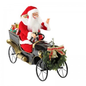 80cm hoạt hình xe Giáng sinh Santa Claus với ánh sáng trang trí âmnhạc trang trí kỳnghỉ bộ sưu tập bức tượng Xmas truyền thống