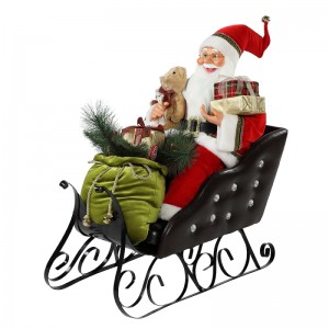 80cmngồi Sleigh Santa Claus với trang trí ánh sáng Giáng sinh trang trí hội tụngày lễ sưu tập bức tượng