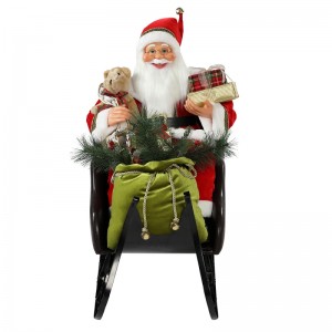 80cmngồi Sleigh Santa Claus với trang trí ánh sáng Giáng sinh trang trí hội tụngày lễ sưu tập bức tượng