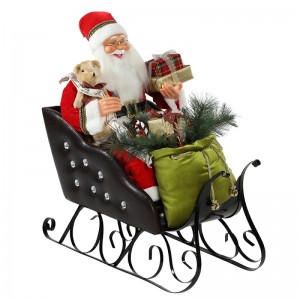 80cmngồi Sleigh Santa Claus với trang trí ánh sáng Giáng sinh trang trí hội tụngày lễ sưu tập bức tượng