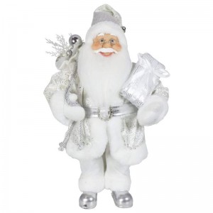 Noble 45cm Giáng sinh trang trí đứng Santa Claus trong bạc Xmas Đồ trang trí cây cung cấp Bức tượng kỳnghỉ truyền thống