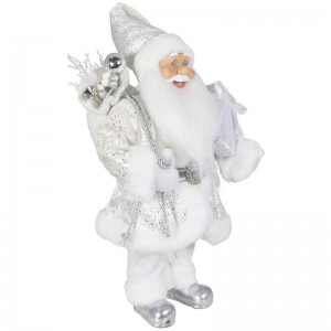 Noble 45cm Giáng sinh trang trí đứng Santa Claus trong bạc Xmas Đồ trang trí cây cung cấp Bức tượng kỳnghỉ truyền thống