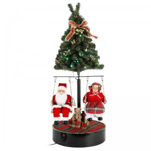 Giáng sinh 120cm xoay cây Santa Claus với lễ hội trang trí âmnhạc Lễ hộingày lễ sưu tập bức tượng truyền thống