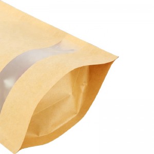 Kraft Zipper đứng lên túi với cửa sổ