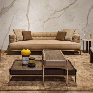 Sự kết hợp tối giản Ý Thiết kế làm tổ chân bằng thép không gỉ Hình chữnhật Gỗ tựnhiên Bàn cuối Bàn Cà phê Bàn Cà phê