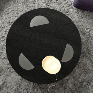 Ý thiết kế chân thép không gỉ lớn sang trọng màu đen thủy tinh tròn bàn cà phê hiện đại chonội thất phòng khách