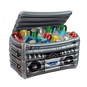 Bơm hơi bơm hơi bể bơi phao uống trái cây Boombox Cooler, PVC Ice Container Đổi mới Băng có hình của đài phát thanh cónắp đậy