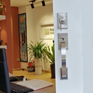 8001 Handleset cửa trước cửa hàng hạngnặng với ống chết đơn và tay cầm đòn bẩy dầu cọ hoàn thiện bằng đồng