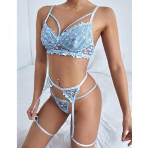Sexy thêu đồ lót bộ đồ lót sexy teddies và bastiers với sexy g-string