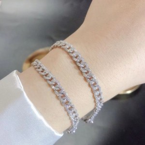 Trang sức Tuochen 18K/14K/10K Vòng tay Cuba Gold với Diamond/moissanite Stone chongười đàn ông