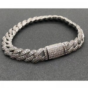 Trang sức Tuochen Sterling Silver 925 với Vòng tay bằng đá Moissanite chongười đàn ông