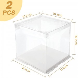 Xóa các hộp ưu đãi 10 x 10 x 10 inch với ruy băng, hộp quànhựa Hộp trong suốt cho tiệc cưới Cak sinhnhật