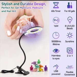 M&r 102A Đèn móng LED không dây&16W Đèn huỳnh quang