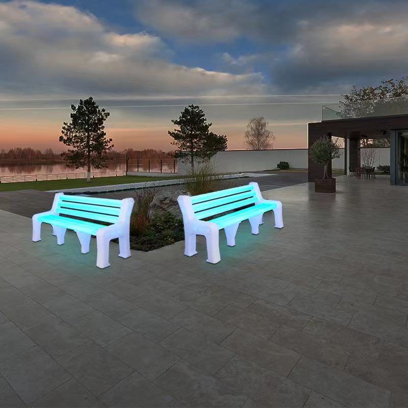 Băng ghế công viên phát sáng LED cho bênngoài, Băng ghế vườn bằng pinnhựa PE, Nhạc viện, Sân, Lawn hoặc Garden Ghế, có thể chịu 600 kg