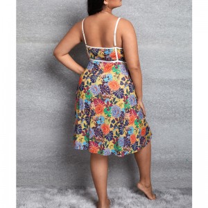 Váy cami innhiệt đới với chi tiết băng trắng