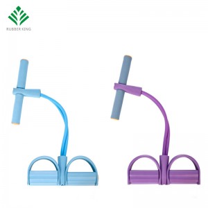 Đàn hồingồi lên kéo sợi dây bụng, đàn hồi 4 ốngngồi lên dây kéo với bàn đạp chân thể dục kéo dài thiết bị tập luyện yoga giảm béo