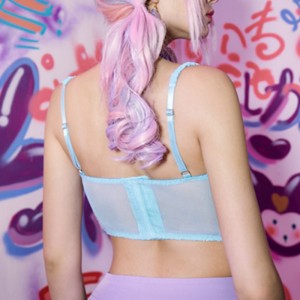 Lace Trim Corset Top Lace chèn Bustier với chi tiết cung