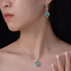 Trang sức Tuochen tùy chỉnh Sterling Silver 925 với bông tai bằng đá kim cương carbon cao