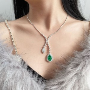 Mới S925 Bạc 10CT PA BLUE DROP NERMAID Vòng cổ bằng kim cương carbon cao cho bé gái