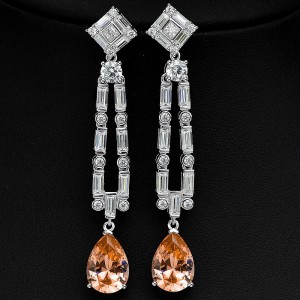 Solomon Powder 5 Carat Cao kim cương bằng kim cương giảm 10*14 bông tai tua rua dài