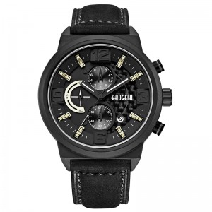 Baogela Men \\\\ sports da đen Quartz xem thời trang thời trang thời gian tương tự đồng hồ hiển thị