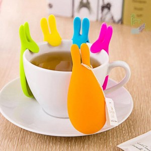 Người giữ túi trà hình thỏ, clip Cup Mug Tea Contrainer Clip, Silicone Tea Infuser Clip