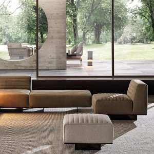 Ý Minotti Modern Black Cotton và Linen Sofa Fabric Fabric Set Nội thất