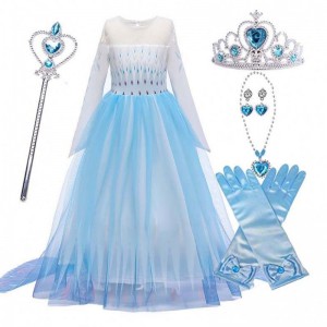 Halloween Carnival Birthday Party Cosplay Trang phục Ice 2 Long Sleeve ELSA Váy cho Girls HCGD-009