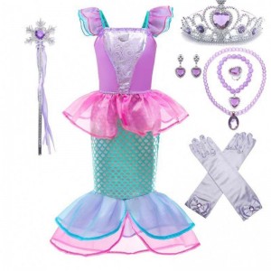 Amazon Top Sell Kids Carnival Party Little Girl Mermaid Trang phục cho trẻ em với phụ kiện DGHC-028