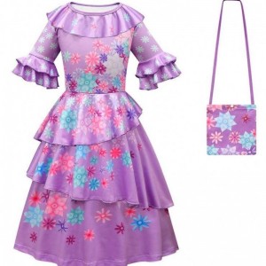Sản phẩm mới 2022 Kids Girls Mirabel Madrigal Cosplay Trang phục ăn mặc encanto isabela váy với túi tóc giả HCIS-006