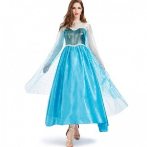 Novedades 2022 Halloween Cosplay Party Dress Up Blue Long Elsa Trang phục Người lớn HCGD-054