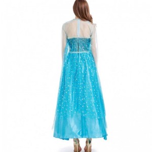 Novedades 2022 Halloween Cosplay Party Dress Up Blue Long Elsa Trang phục Người lớn HCGD-054