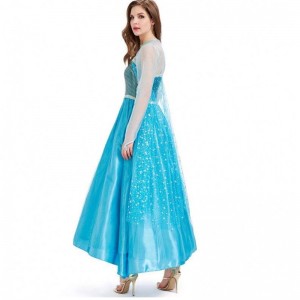 Novedades 2022 Halloween Cosplay Party Dress Up Blue Long Elsa Trang phục Người lớn HCGD-054