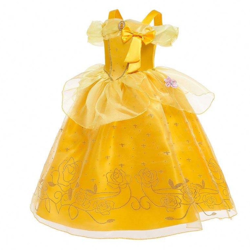 Trang phục Giáng sinh Halloween Cô bé màu vàng lớp trẻ em cổ điển Váy công chúa với phụ kiện HCBL-005