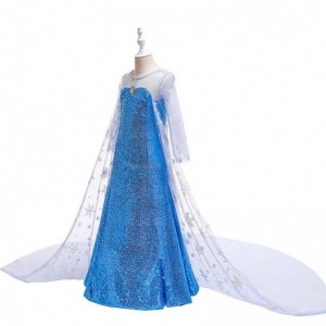 Trang phục trẻ em Cô gáinhỏ Váy xanh Nữ hoàng Cape Princess Elsa Dress HCGD-047