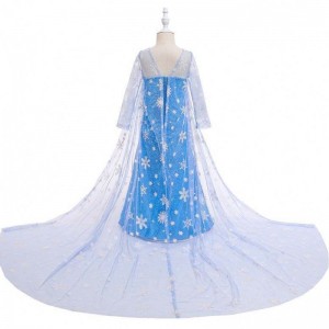 Trang phục trẻ em Cô gáinhỏ Váy xanh Nữ hoàng Cape Princess Elsa Dress HCGD-047
