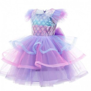 2022 Girls Birthday Party Dress Nàng tiên cá vương miện Vòng cổ công chúa Nàng tiên cá váy cho trẻ emnữ HCMM-004
