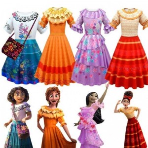 Baige Encanto Mirabel Girl Công chúa Trang phục Isabella Cosplay Dress MFMW003