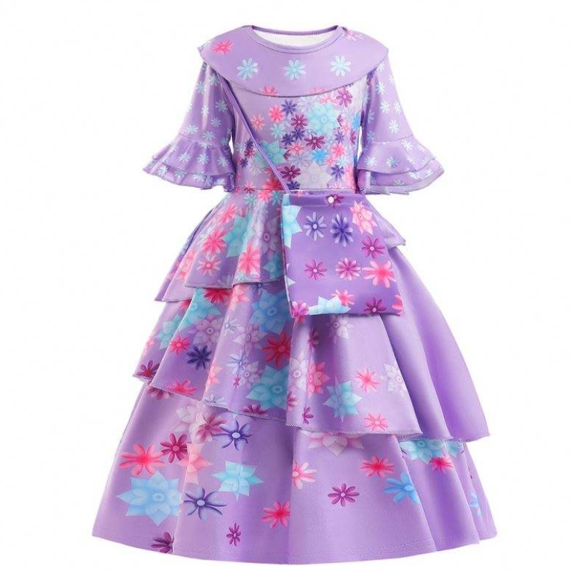 2022 MỚI thời trang trẻ em encanto Trang phục Isabella cosplay hoa in trang phục hàngngày cho cô gái với túi