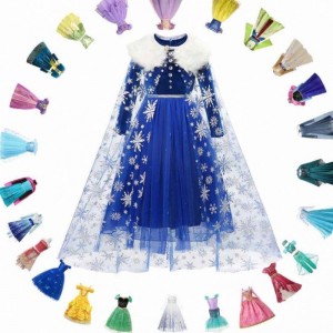 Công chúa Elsa Váy mùa đông Girls Long Sleeve Frozen2 Trang phục Halloween Trẻ em Rapunzel Tiana Mulan Cosplay